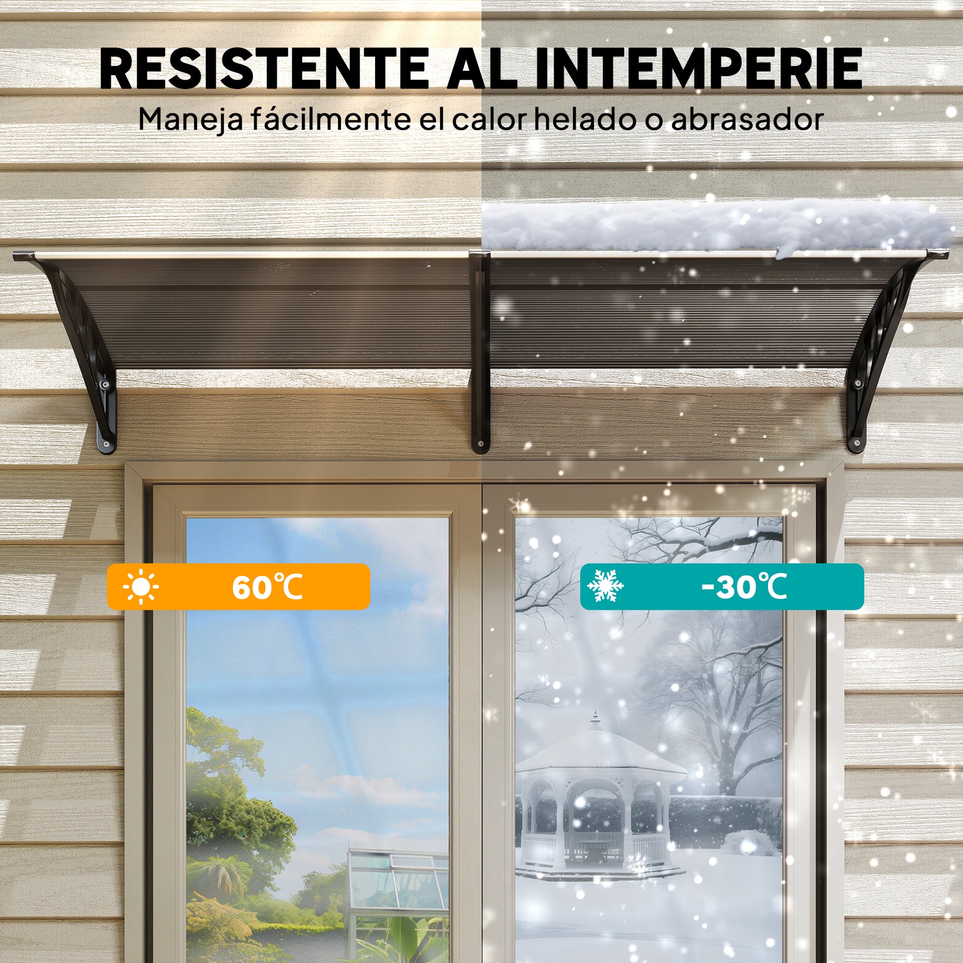 Outsunny Marquesina Exterior Para Puertas Y Ventanas 196x75 Cm Negro_5