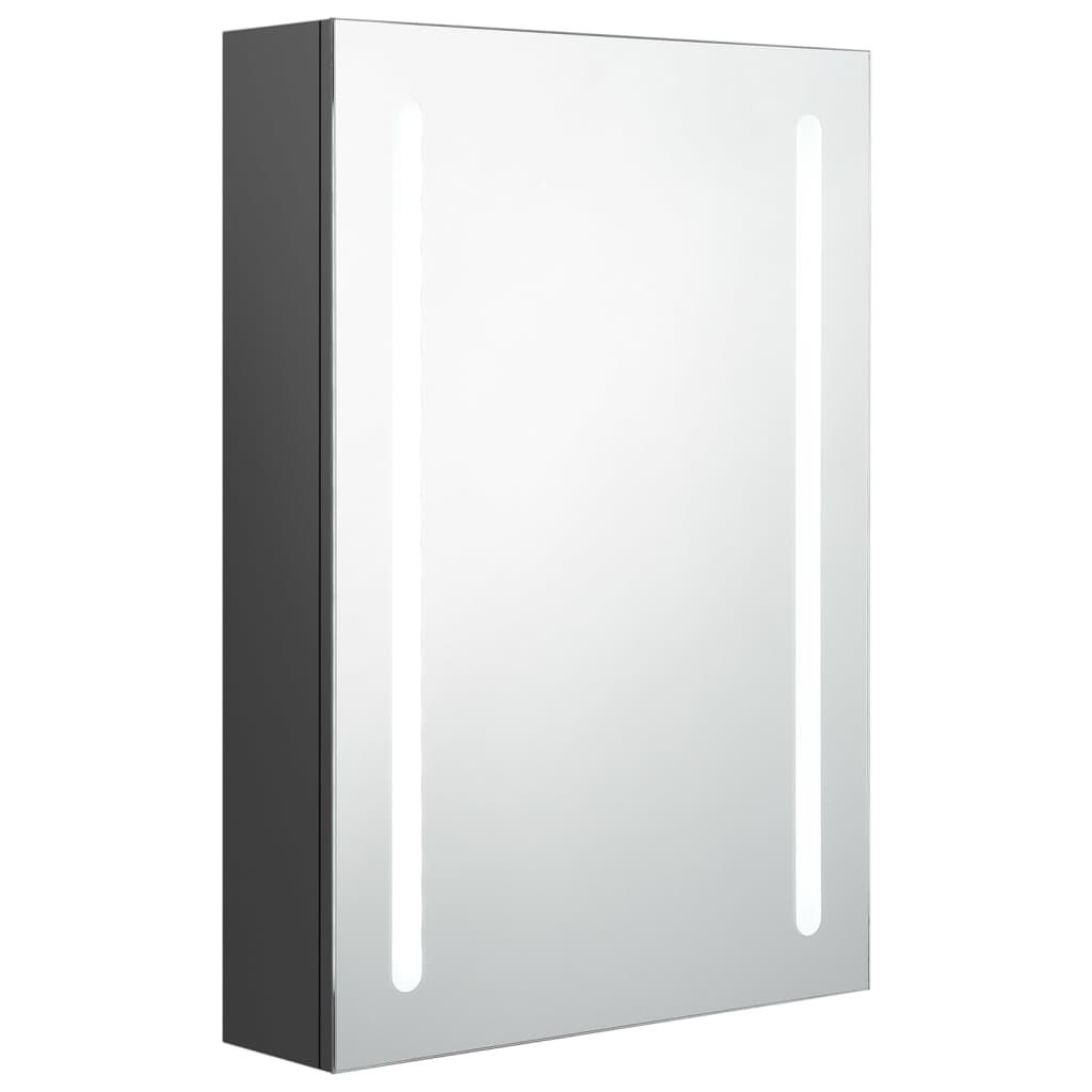 Armario De Baño Con Espejo Y Luz Led Gris 50x13x70 Cm_1