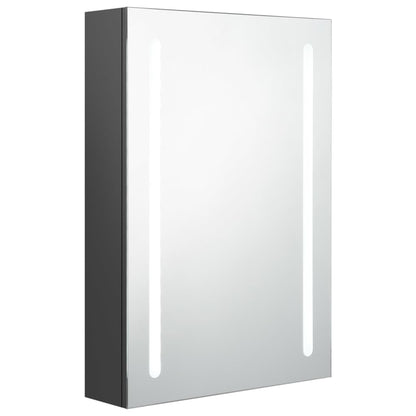 Armario De Baño Con Espejo Y Luz Led Gris 50x13x70 Cm_1