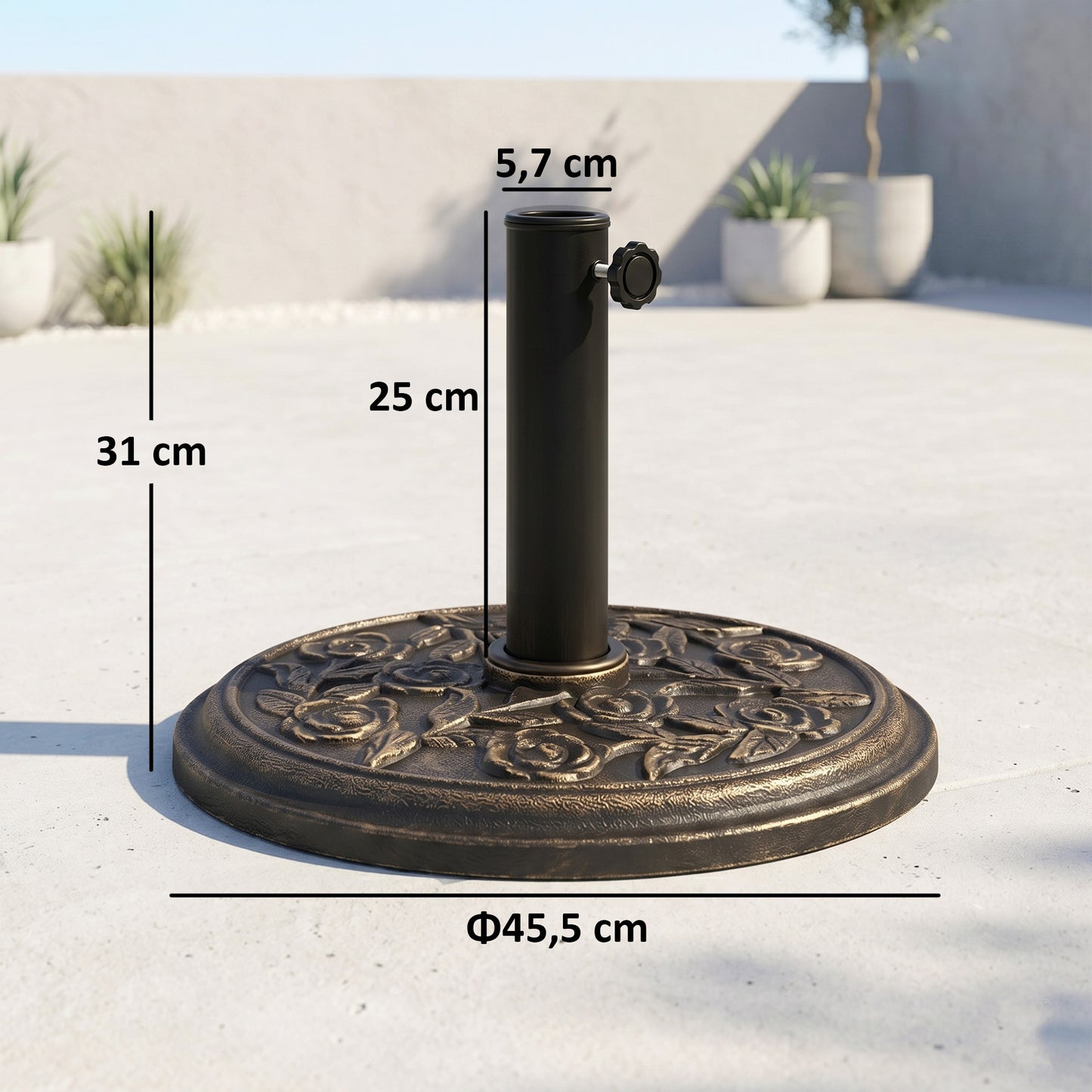 Outsunny Base Para Sombrilla De Jardín De 9 Kg Soporte De Parasol Redondo De Resina Para Postes De 38mm/48mm Ø45_2