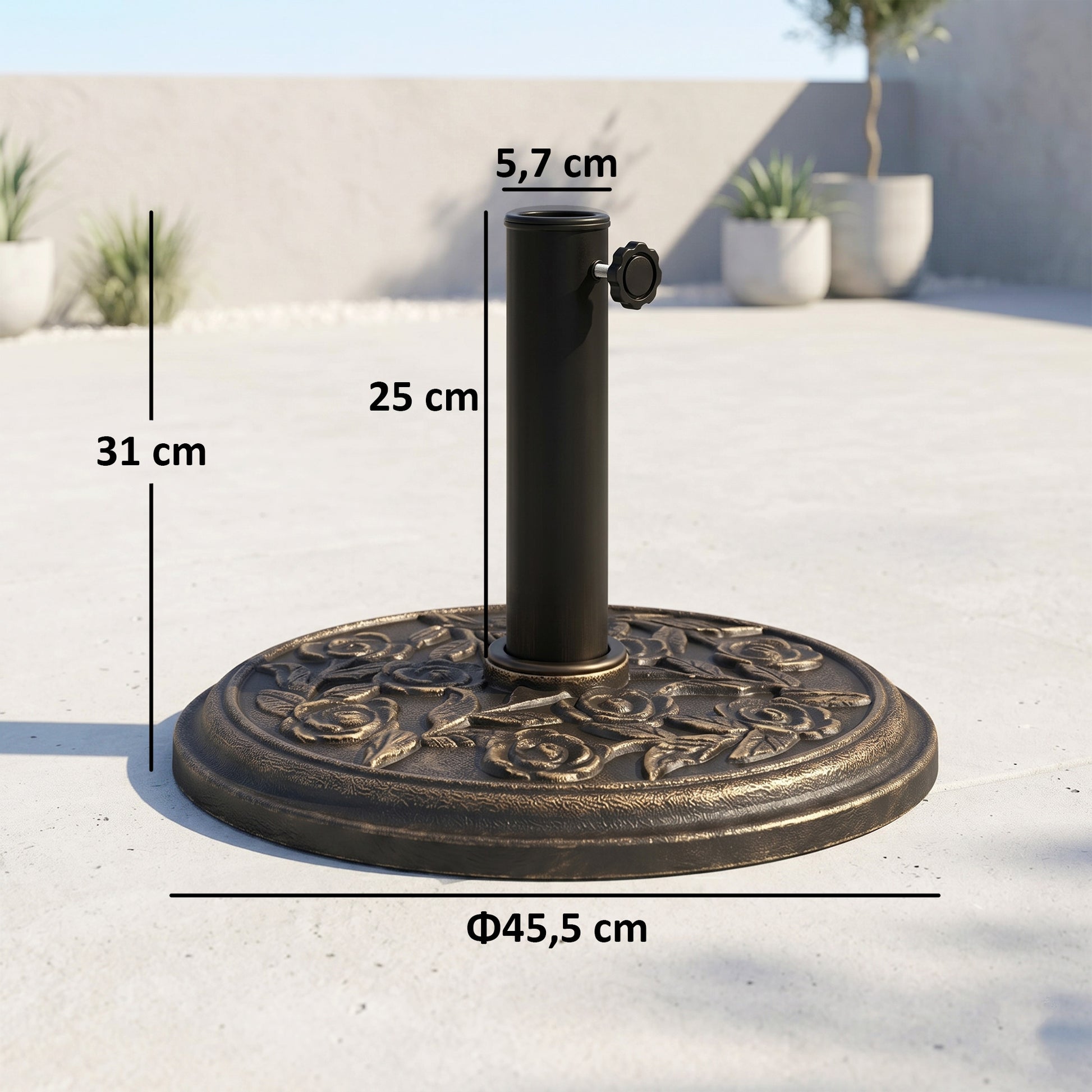 Outsunny Base Para Sombrilla De Jardín De 9 Kg Soporte De Parasol Redondo De Resina Para Postes De 38mm/48mm Ø45_2