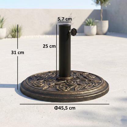 Outsunny Base Para Sombrilla De Jardín De 9 Kg Soporte De Parasol Redondo De Resina Para Postes De 38mm/48mm Ø45_2