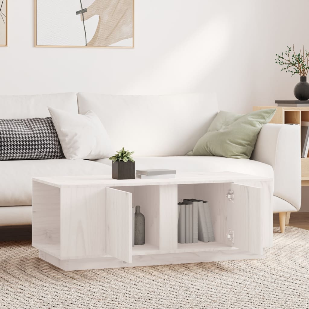 Mesa De Centro De Madera Maciza De Pino Blanco 110x50x40 Cm_1