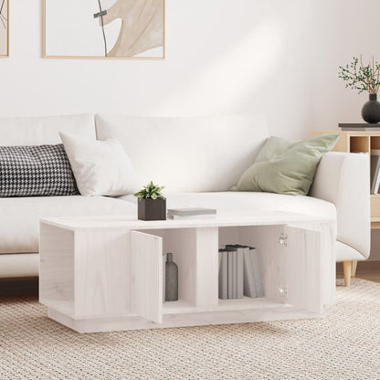 Mesa De Centro De Madera Maciza De Pino Blanco 110x50x40 Cm_1
