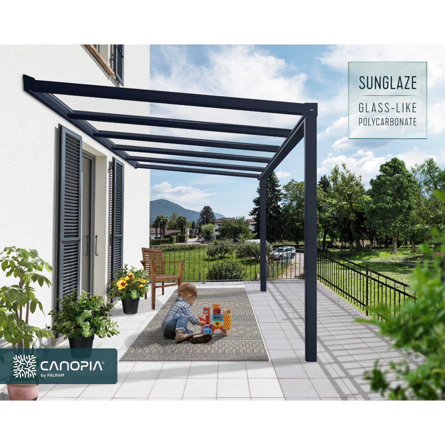 Pérgola adosada Stockholm 342x370 cm