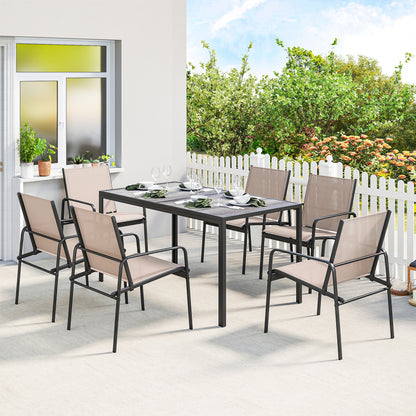 Outsunny Conjunto De Mesa Y Sillas Jardín De 7 Piezas Con Sillas Transpirables_1