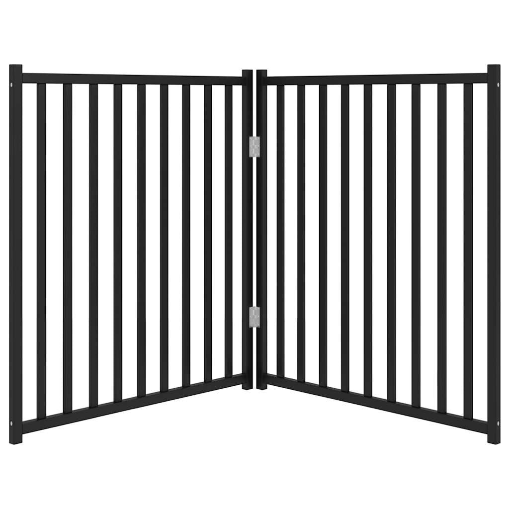 Vidaxl Puerta De Perros Plegable 2 Paneles Madera Abeto Negro 160 Cm_3