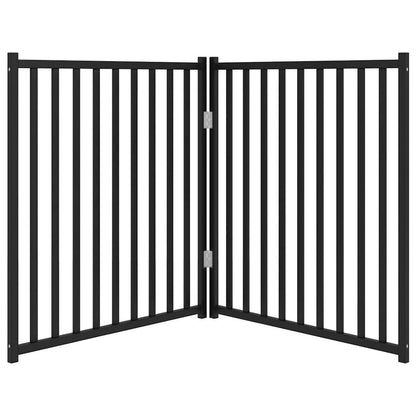 Vidaxl Puerta De Perros Plegable 2 Paneles Madera Abeto Negro 160 Cm_3