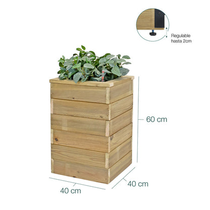 Jardinera De Madera Con Autorriego 40x40x60 Cm Nidum Basic Hortalia_5