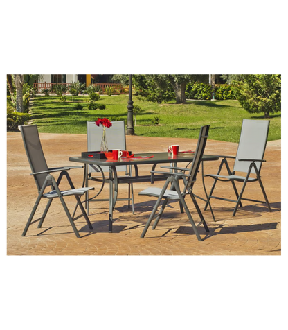 Pack 4 Sillónes-tumbonas Apilables Terraza Jardín Sulam-5 Acero /textilen Gris Antracita_5