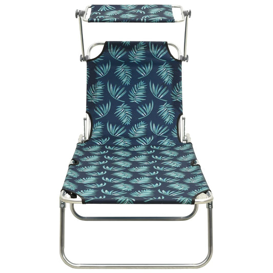 Tumbona Plegable Con Toldo Aluminio Estampado De Hojas_0
