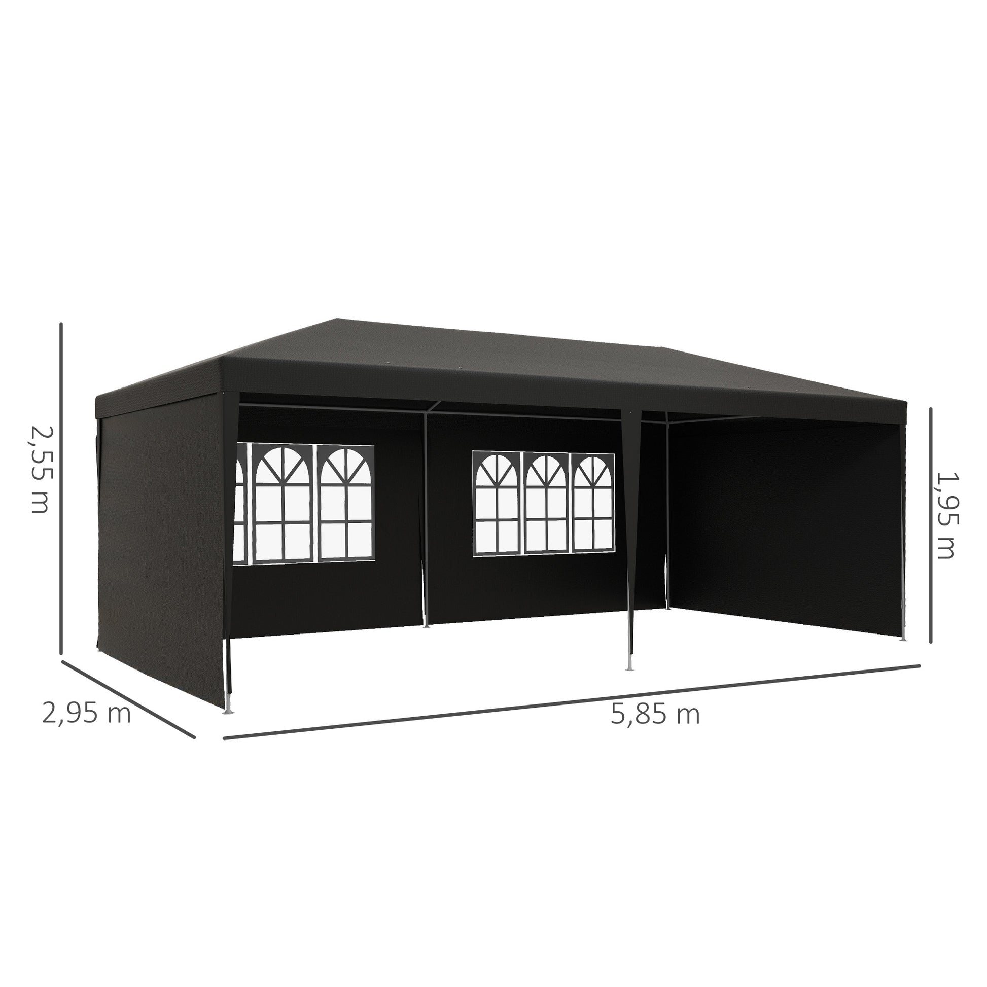 Outsunny Carpa De Jardín 6x3m Con 4 Paredes Laterales 2 Ventanas Visibles Gris_2