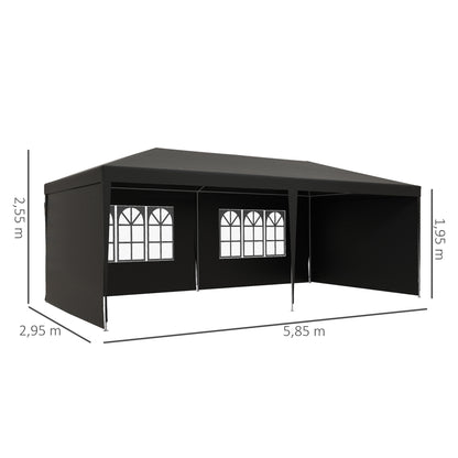 Outsunny Carpa De Jardín 6x3m Con 4 Paredes Laterales 2 Ventanas Visibles Gris_2
