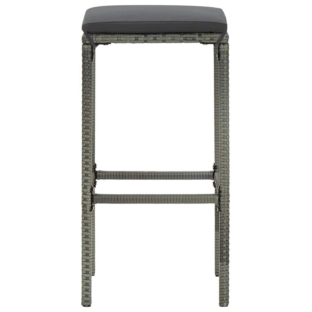 Taburetes De Cocina Con Cojines 2 Uds Ratán Sintético Gris_2