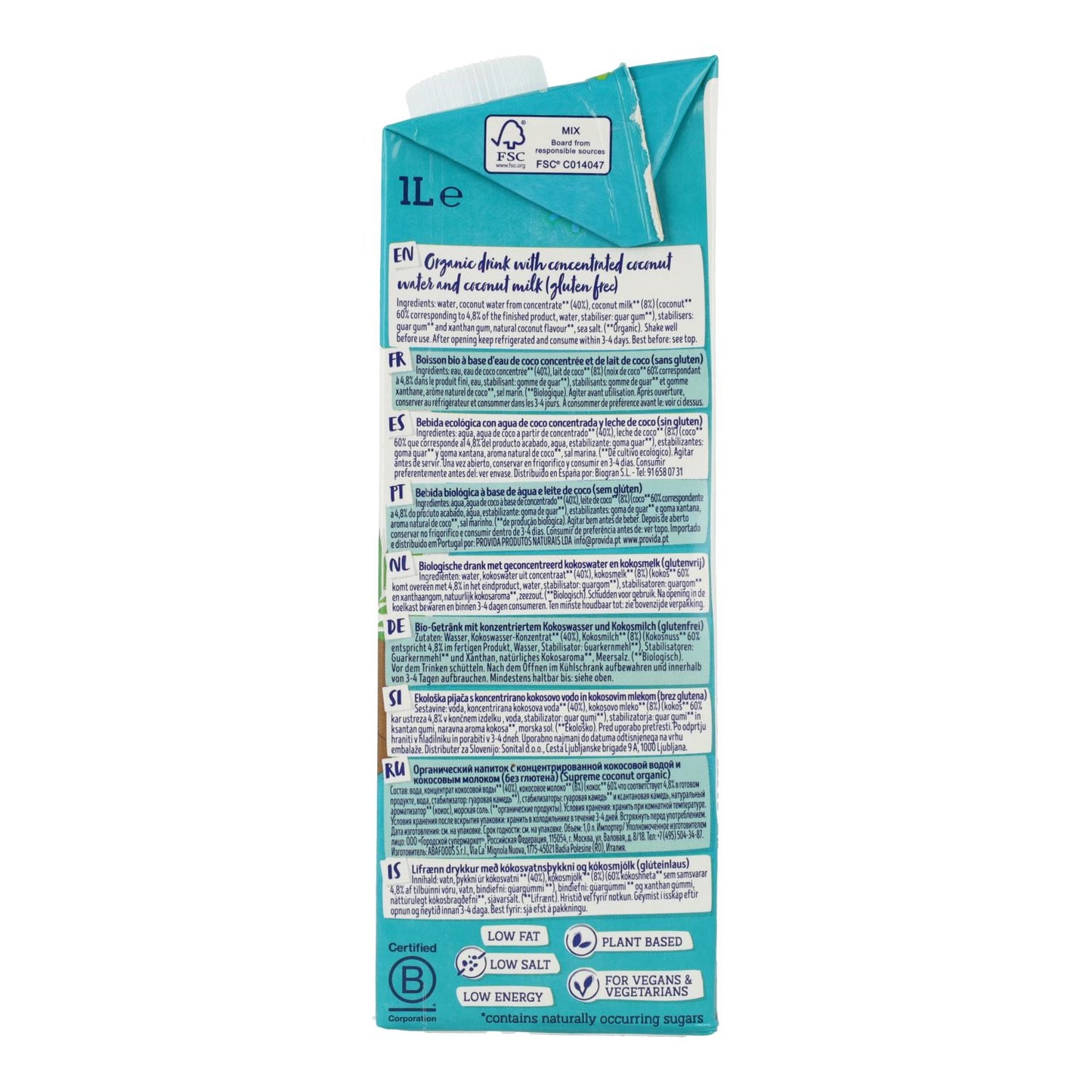 Bebida de Coco Supreme Bio Isola Bio 1L