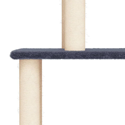 Vidaxl Rascador Para Gatos Con Postes De Sisal Gris Oscuro 183 Cm_4