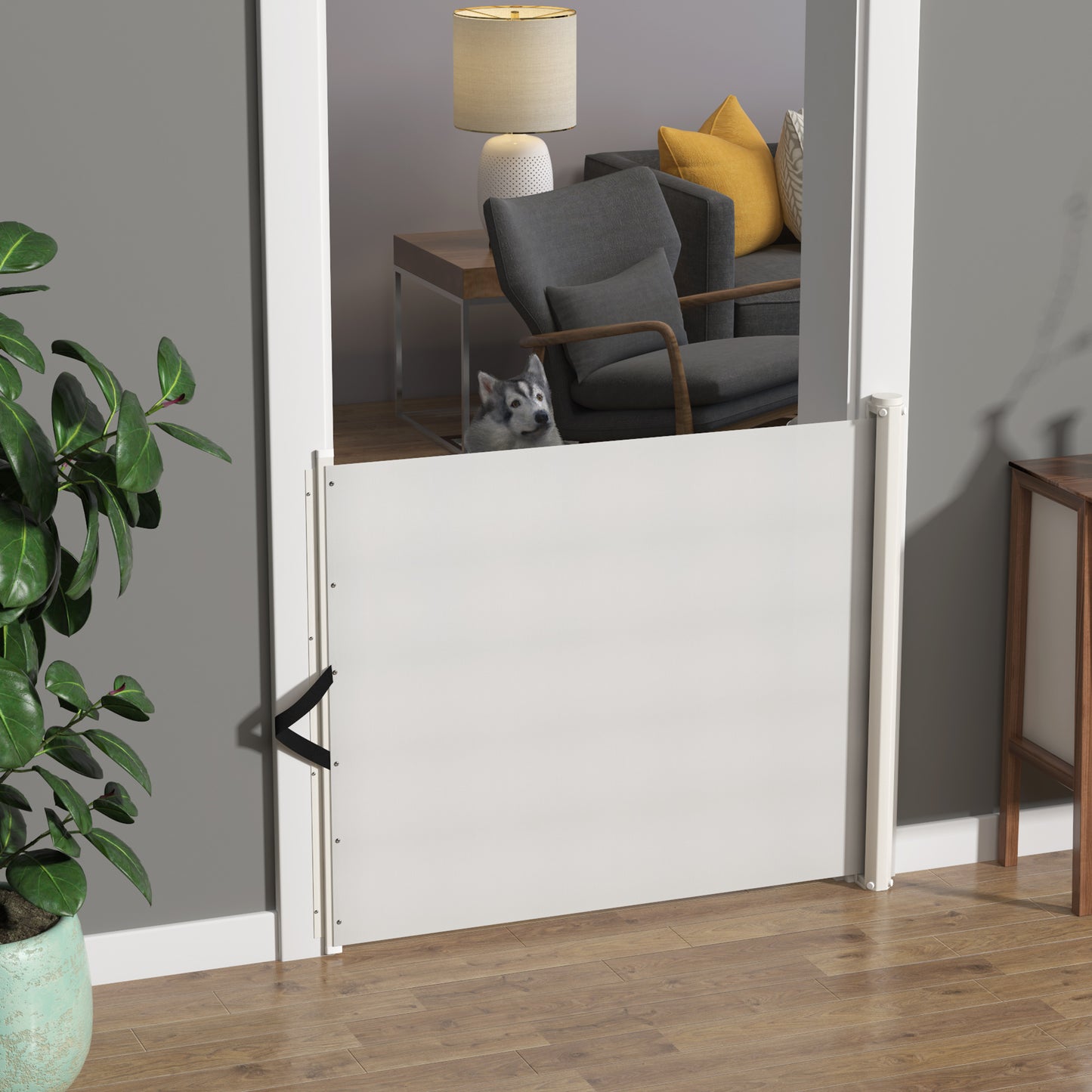 Pawhut Barrera De Seguridad Ajustable Para Mascotas Perros Bebés 115x82.5cm_1