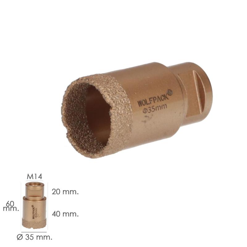 Corona Diamante Para Amoladora Ø 35 Mm. Conexión Rosca M14. Corte Seco_1