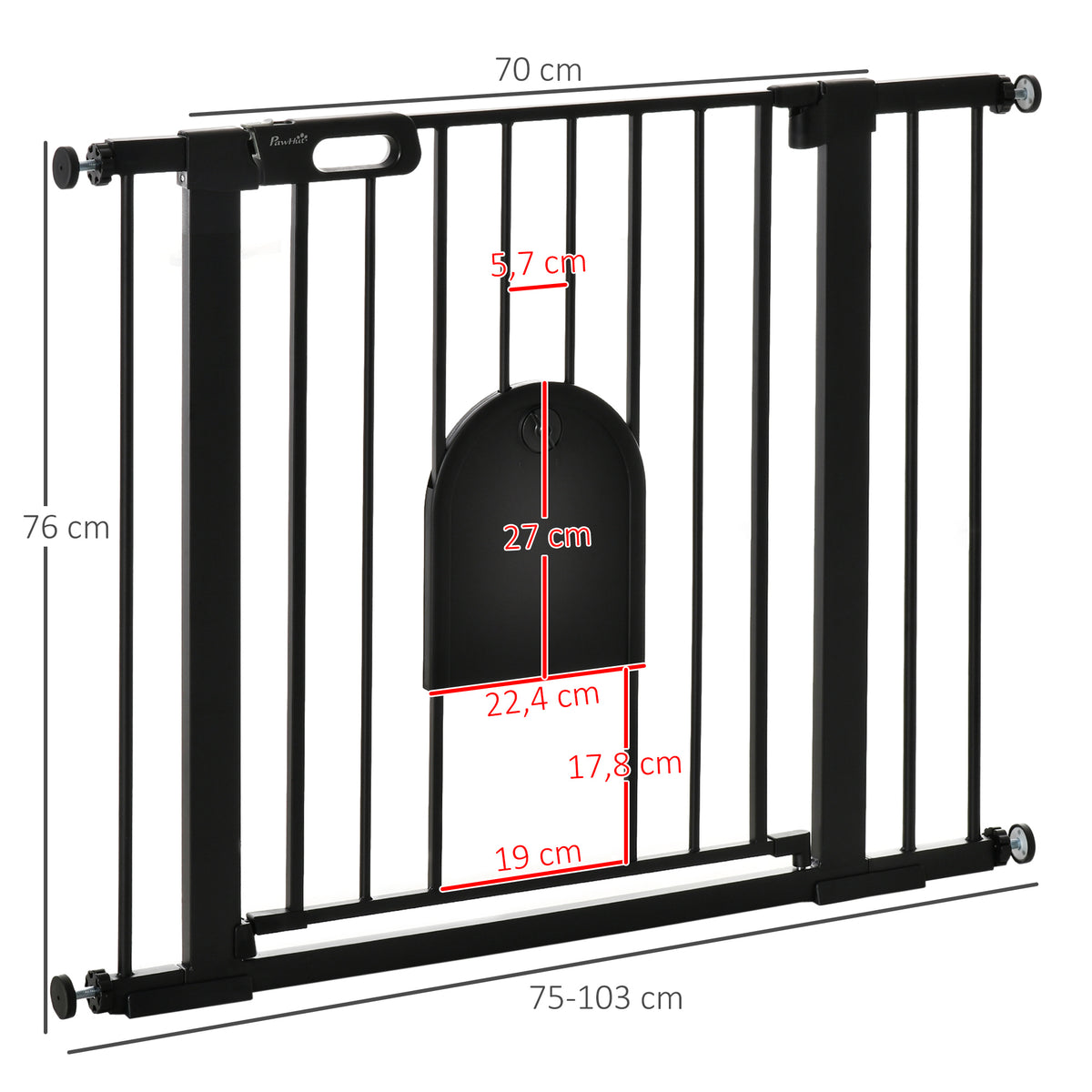 Pawhut Barrera De Seguridad 75-103cm Con 2 Extensiones Cierre Automático Negro_2