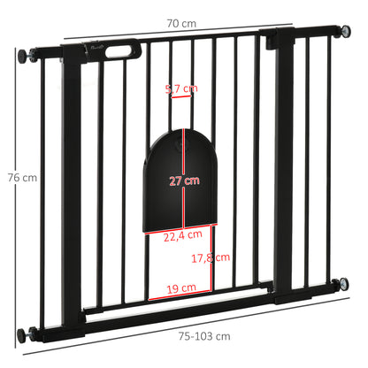Pawhut Barrera De Seguridad 75-103cm Con 2 Extensiones Cierre Automático Negro_2