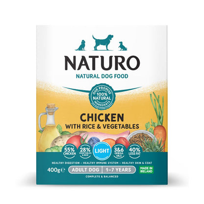 Alimento Humedo Light Naturo Para Perro De Pollo Y Arroz 400g X 7 Latas_0