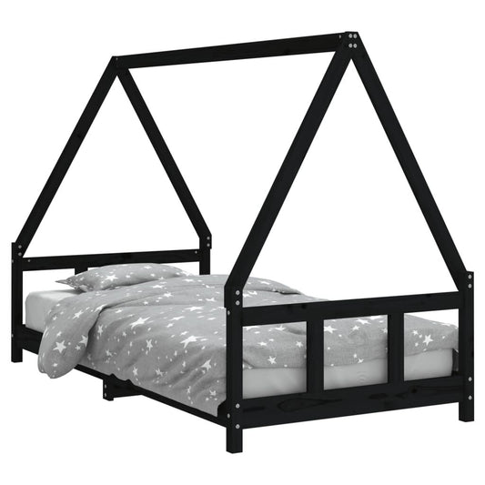 Vidaxl Estructura De Cama Para Niños Madera De Pino Negro 90x190 Cm_0