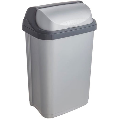 Pack De 3 Cubos De Basura Con Tapa Deslizante Rasmus 10/25/50 Litros En Color Plateado_1