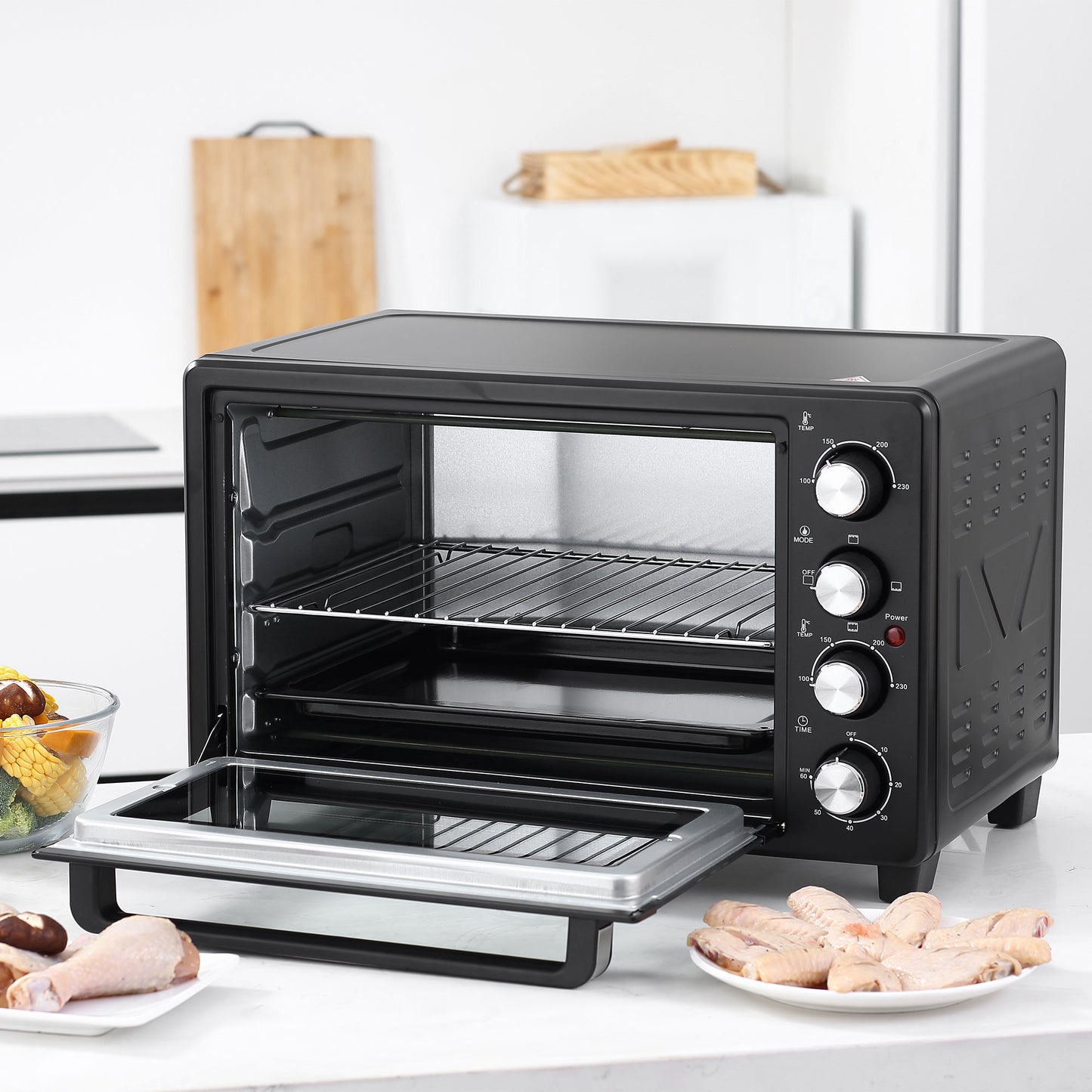 Homcom Mini Horno Eléctrico 32l 1600w 52,2x38,1x33,5 Cm Negro_4