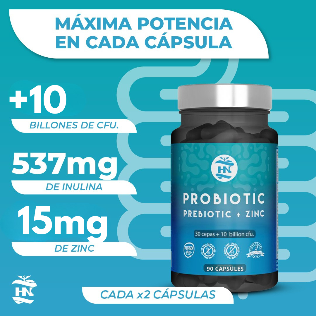 Probioticos Y Prebioticos Intestinales Con Zinc - 90 Caps - 30 Cepas Bacterianas + Inulina Para Apoyo Inmunológico_1