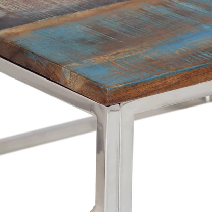 Mesa De Centro Acero Inox Plateado Y Madera Maciza Reciclada_3