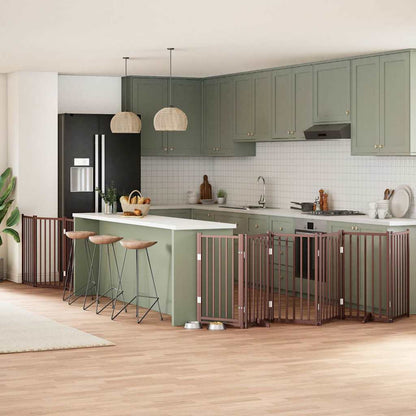 Vidaxl Puerta De Perros Plegable 9 Paneles Madera Álamo Marrón 450 Cm_1