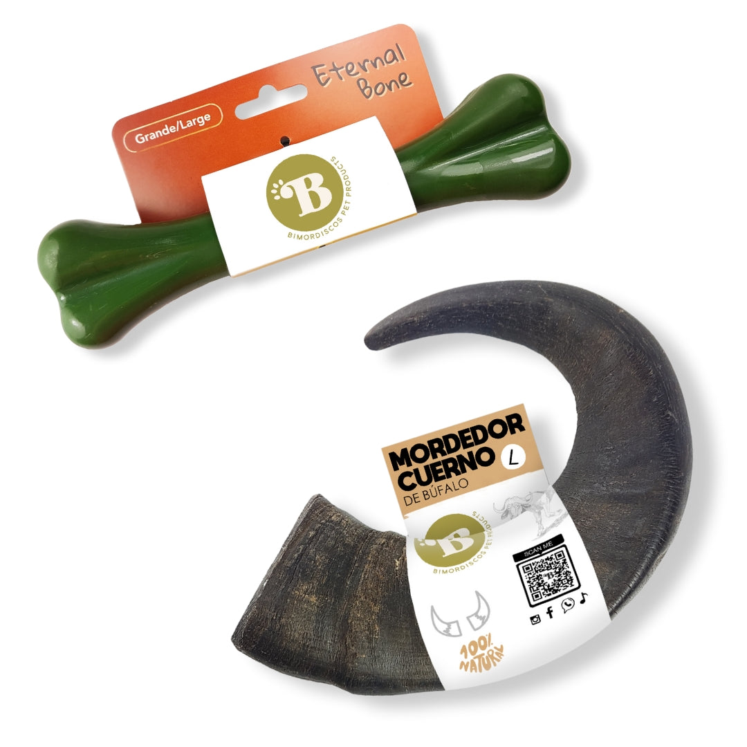 Bimordiscos Pack Juguete Indestructible Para Perros + Cuerno De Búfalo Para Perros_0