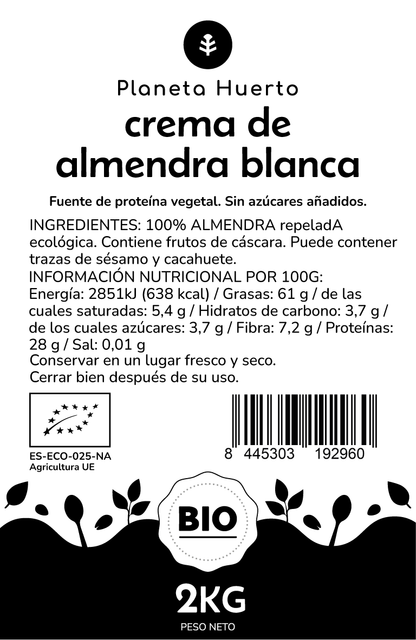 Crema de Almendras Blancas ECO Planeta Huerto 2kg