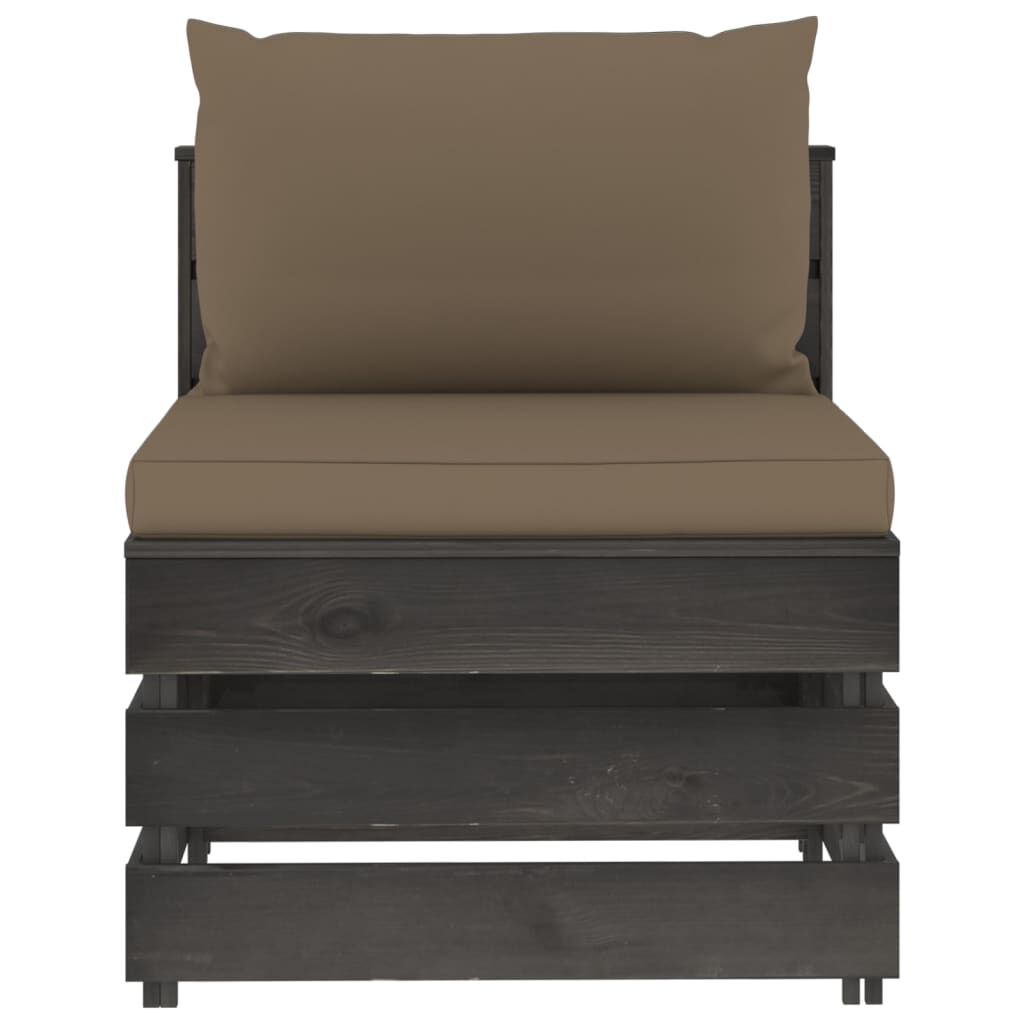 Vidaxl Muebles De Jardín 3 Piezas Con Cojines Madera Impregnada Gris_4