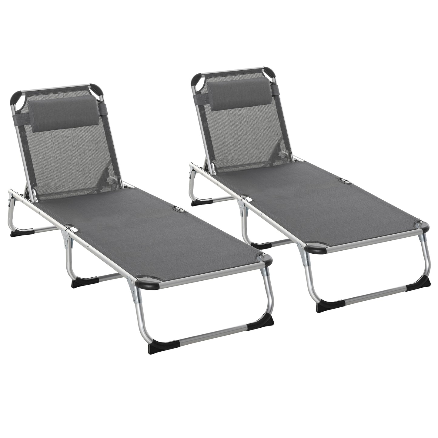 Outsunny Conjunto De 2 Tumbonas Plegables De Aluminio 165x60x76 Cm Gris_0