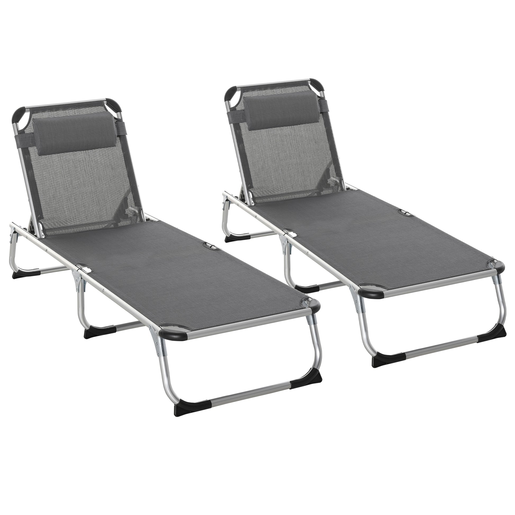 Outsunny Conjunto De 2 Tumbonas Plegables De Aluminio 165x60x76 Cm Gris_0