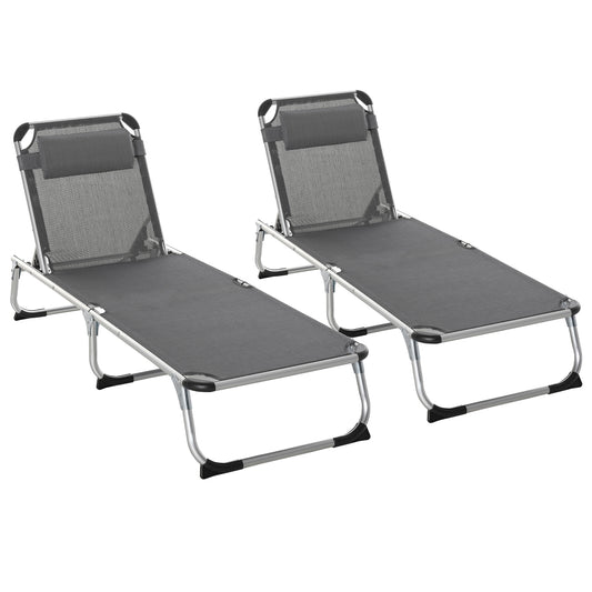 Outsunny Conjunto De 2 Tumbonas Plegables De Aluminio 165x60x76 Cm Gris_0