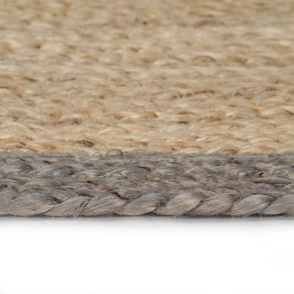 Alfombra Hecha A Mano De Yute Con Borde Gris 150 Cm / Vetonek_0