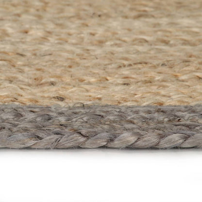 Alfombra Hecha A Mano De Yute Con Borde Gris 150 Cm / Vetonek_0