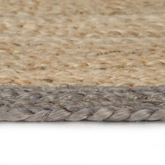 Alfombra Hecha A Mano De Yute Con Borde Gris 150 Cm / Vetonek_0