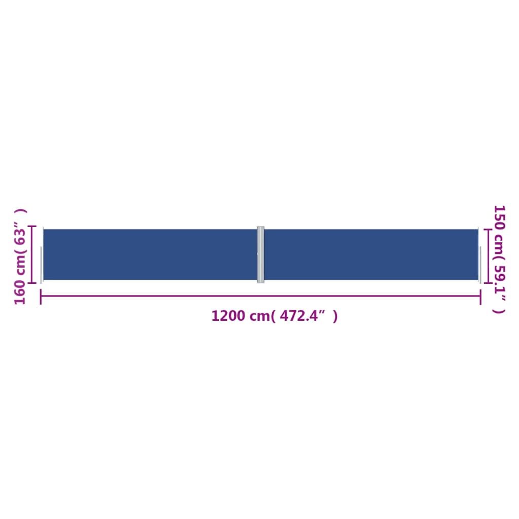 Vidaxl Toldo Lateral Retráctil Azul 160x1200 Cm_2