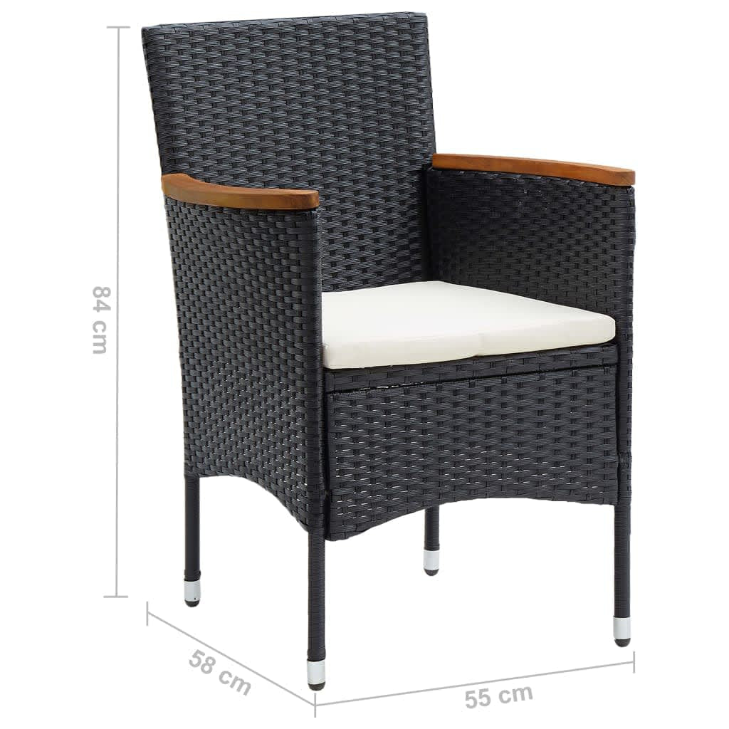 Vidaxl Set De Comedor De Jardín 7 Pzas Y Cojines Ratán Sintético Negro_2