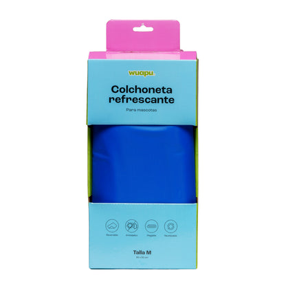 Colchoneta De Gel Refrescante Para Perro Talla M De 65x50cm En Color Azul Liso Wuapu