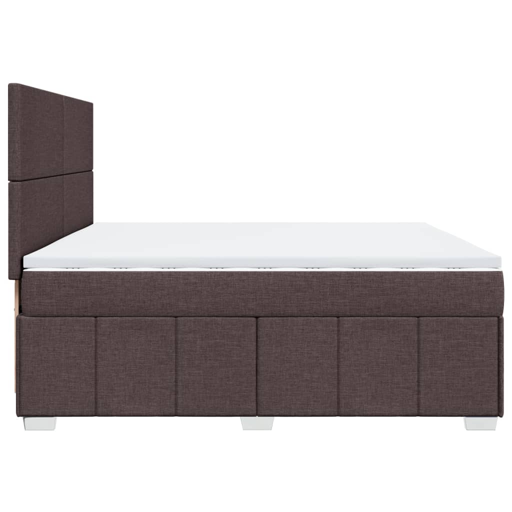 Cama Box Spring Con Colchón Tela Marrón Oscuro 200x200 Cm / Vetonek_2