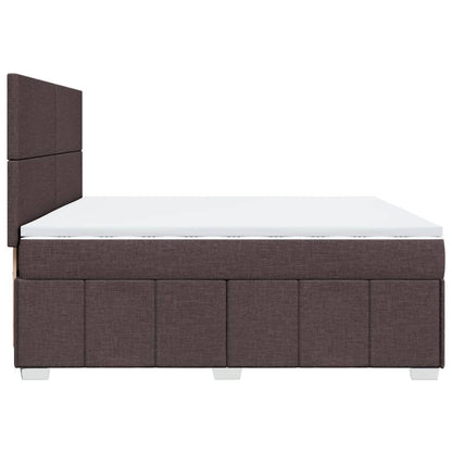 Cama Box Spring Con Colchón Tela Marrón Oscuro 200x200 Cm / Vetonek_2