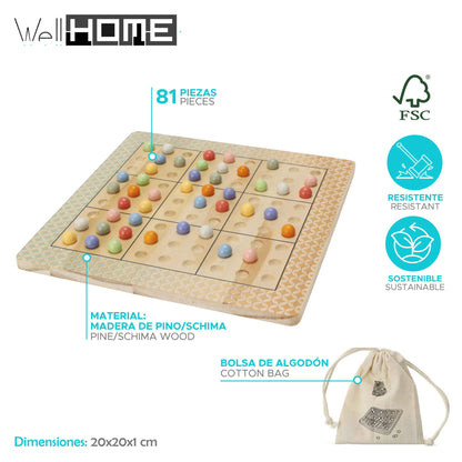 Well Home - Juego Sudoku En Madera Con Bolsa De Algodón