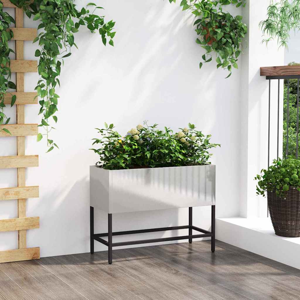 Jardinera Elevada Plateado 60 X 26 X 45 Cm Acero Inoxidable_3