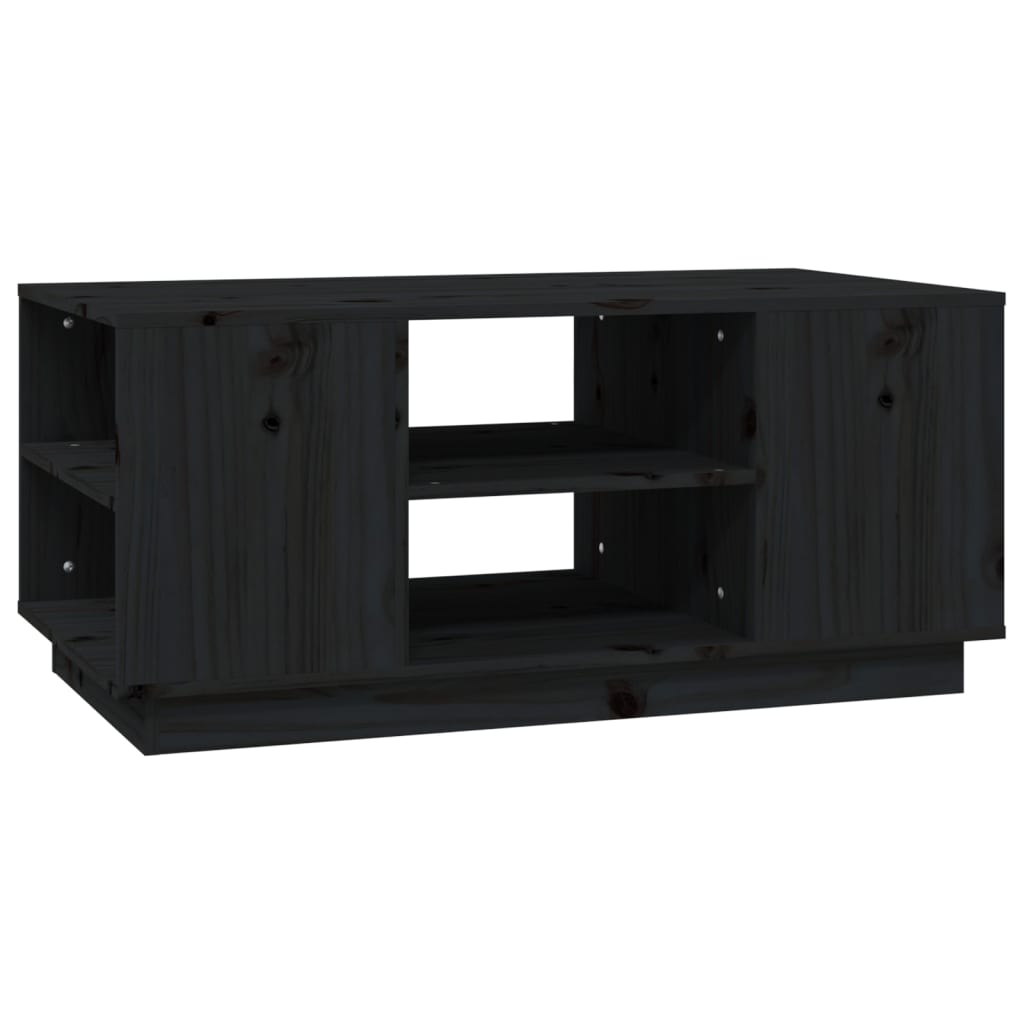 Mesa De Centro De Madera Maciza De Pino Negro 90x49x40,5 Cm_0