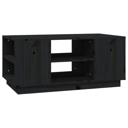 Mesa De Centro De Madera Maciza De Pino Negro 90x49x40,5 Cm_0