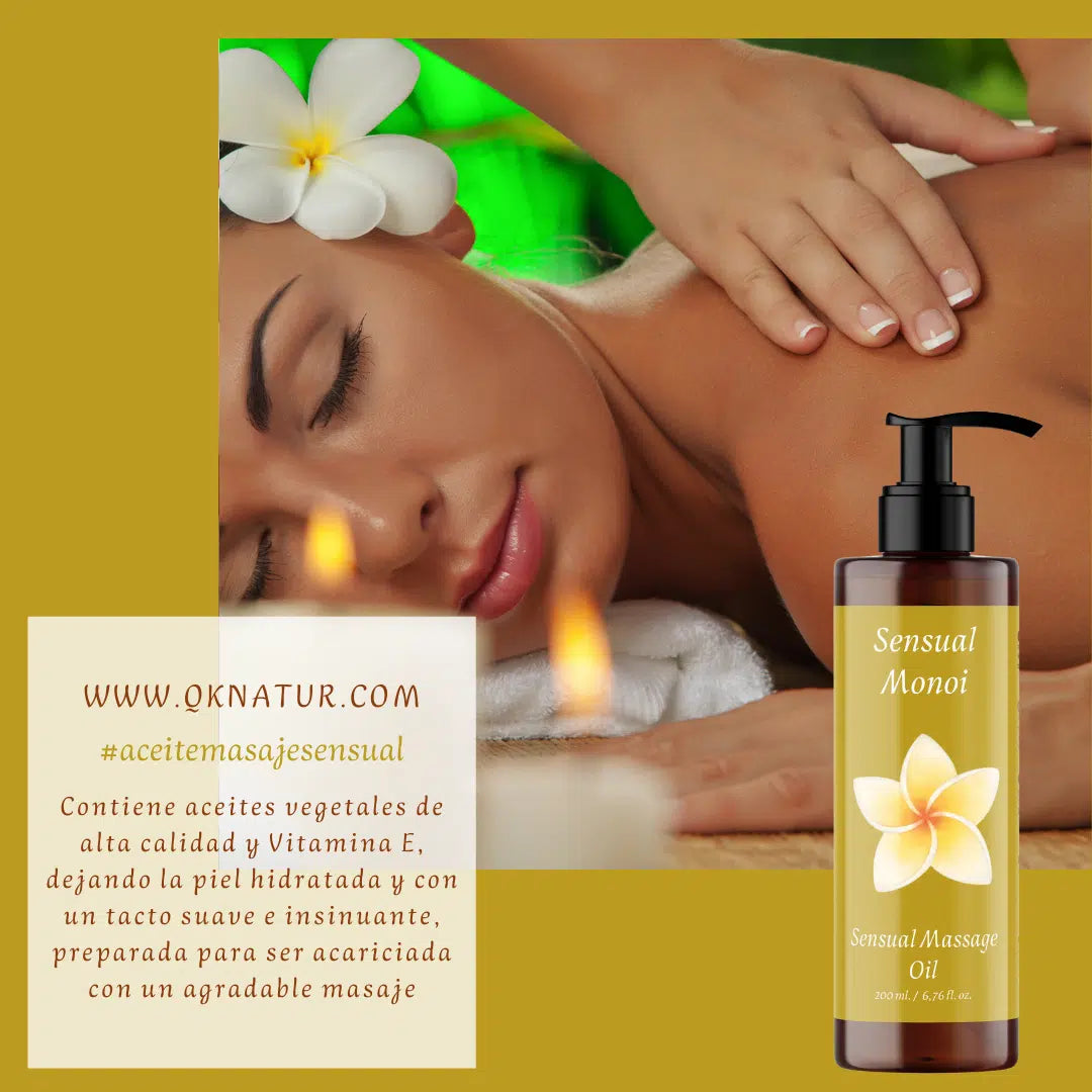 QKnatur - Aceite De Masaje Monoi - 200ml - Bio - Con Ingredientes Naturales. Para Masajes Corporales Relajantes_2
